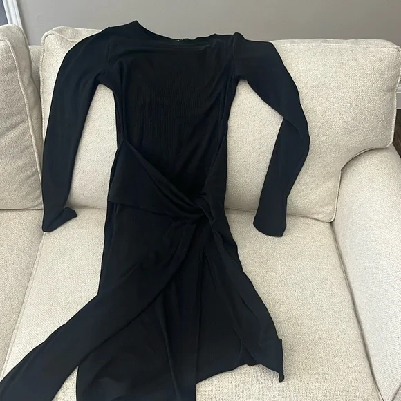 Vici | Dresses | Vici Midi Wrap Dress With Slit Black Size Large | Poshmark